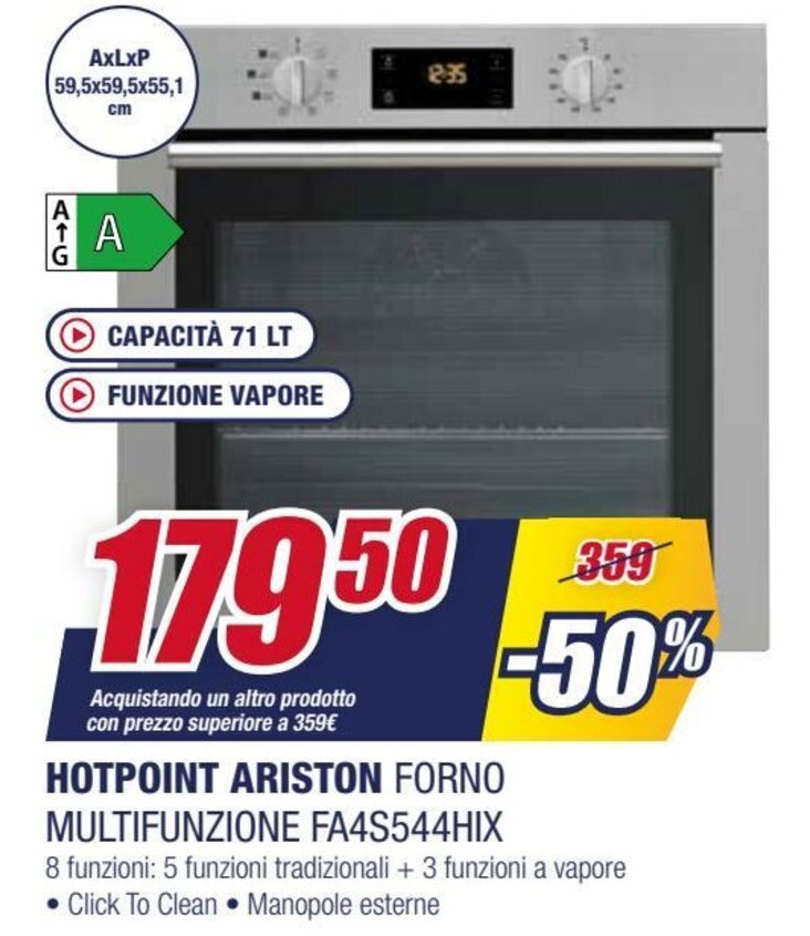 Hotpoint Ariston Forno Multifunzione FA4S544HIX offerta di Trony
