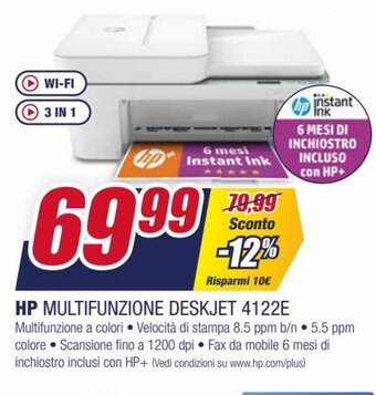 Trony Hp Multifunzione Deskjet 4122E offerta