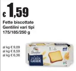 Sì con te Supermercati Fette biscottate Gentilini classiche offerta