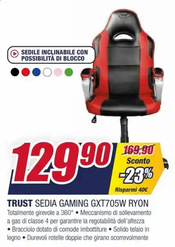 Trony Trust Sedia Gaming GXT705W Ryon offerta