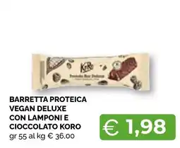 Mercatò Big Barretta proteica vegan deluxe con lamponi e cioccolato koro offerta