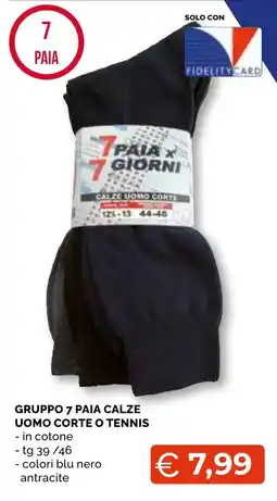 Mercatò Big 7 paia x 7 giorni calze uomo corte offerta
