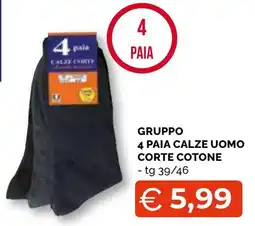 Mercatò Big Gruppo 4 paia calze uomo corte cotone offerta