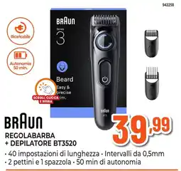 Expert Di Lella BRAUn REGOLABARBA + DEPILATORE BT3520 offerta