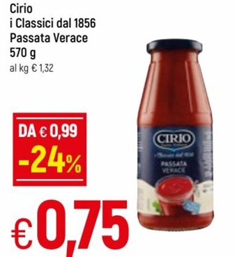 Famila Cirio i Classici dal 1856 Passata Verace 570g offerta