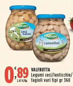 Rossotono Carrefour Valfrutta Legumi ceci/lenticchie/fagioli vari tipi offerta