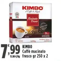 Rossotono Carrefour Kimbo Caffè macinato fresco offerta