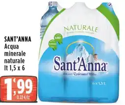 Rossotono Carrefour Acqua minerale naturale Sant'Anna offerta