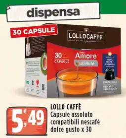 Rossotono Carrefour Lollo Caffè Capsule assoluto offerta