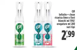 Rossotono Carrefour CIF Infinite + clean ricarica lime e fiori bianchi/ erogatore offerta