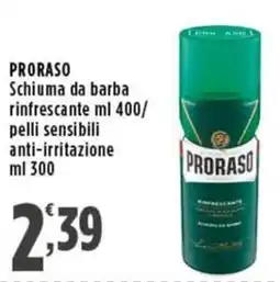 Rossotono Carrefour Proraso Schiuma da barba rinfrescante/ pelli sensibili anti-irritazione offerta