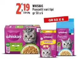 Rossotono Carrefour Whiskas Pranzetti vari tipi offerta