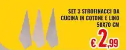Satur Set 3 strofinacci da cucina in cotone e lino offerta