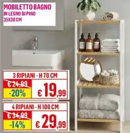 Satur Mobiletto bagno in legno di pino offerta