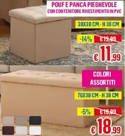 Satur Pouf e panca pieghevole con contenitore rivestimento in pvc offerta