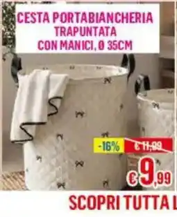 Satur Cesta portabiancheria trapuntata con manici offerta