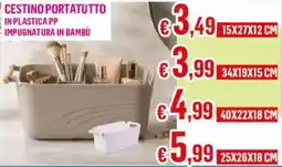 Satur Cestino portatutto in plastica PP impugnatura in bambù offerta
