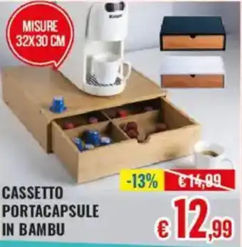 Cassetto portacapsule in bambu