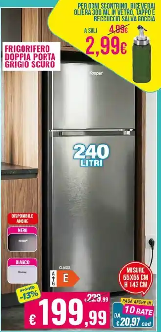 Frigorifero doppia porta grigio scuro Kooper