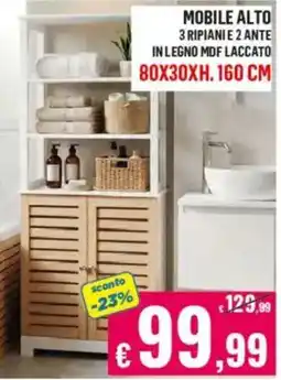 Satur Mobile alto 3 ripiani 2 ante in legno MDF laccato offerta