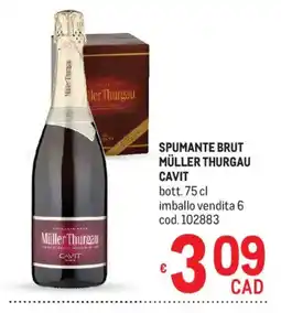 Metro Spumante brut Müller Thurgau Cavit offerta
