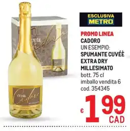 Metro Spumante cuvée extra dry millesimato Cadoro offerta
