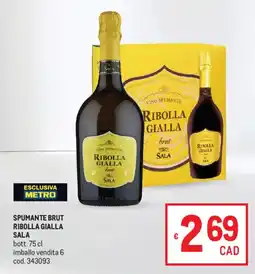 Metro Spumante brut ribolla gialla sala offerta