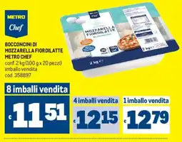 Metro Bocconcini di mozzarella fiordilatte Metro Chef offerta