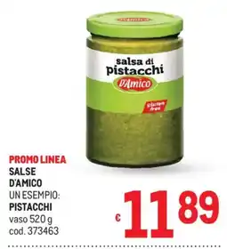 Metro Salsa di pistacchi D'Amico offerta