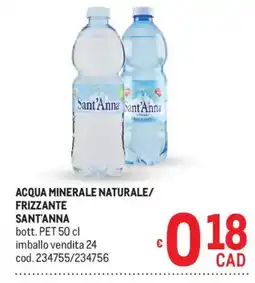 Metro Acqua minerale naturale frizzante Sant'Anna offerta