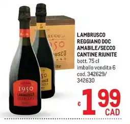 Metro Lambrusco Reggiano DOC Amabile/Secco offerta