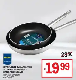 Metro Set 2 padelle svasate alte in alluminio antiaderente metro professional offerta