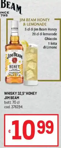 Metro Whisky 32,5° Honey Jim Beam offerta