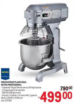 Metro Impastatrice planetaria Metro Professional offerta