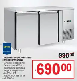 Metro Tavolo refrigerato positivo Metro Professional offerta