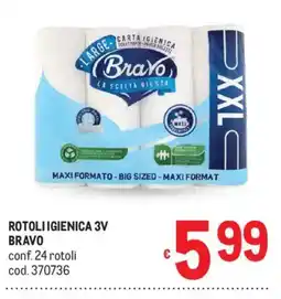 Metro Rotoli igienica 3V Bravo offerta