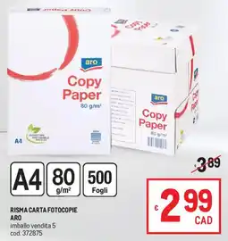 Metro Risma carta fotocopie ARO offerta