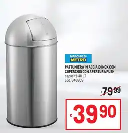 Metro Pattumiera in acciaio inox con coperchio con apertura push offerta