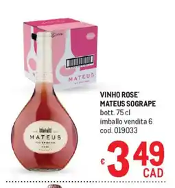 Metro Vinho Rose' Mateus Sogrape offerta