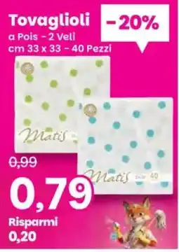 Prix Quality Tovaglioli a Pois Matis offerta