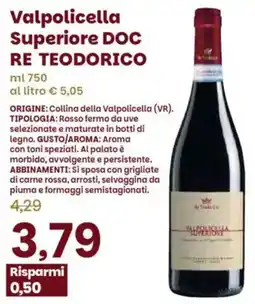 Prix Quality Valpolicella Superiore DOC Re Teodorico offerta