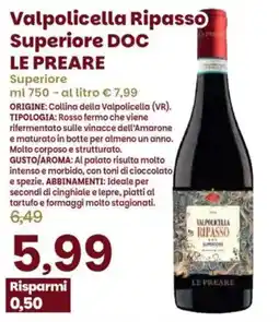 Prix Quality Valpolicella Ripasso Superiore DOC Le Preare offerta