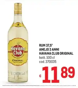Metro Rum Havana Club Original Anejo 3 Anni offerta