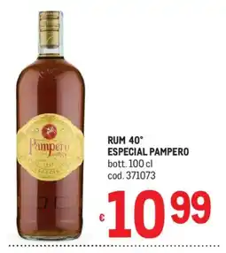Metro Rum 40° Especial Pampero offerta