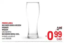 Metro Bicchiere birra weizen kronos wiezen offerta