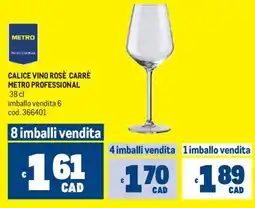 Metro Calice vino rosè Carrè Metro Professional offerta