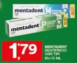 Sisa Mentadent dentifricio offerta