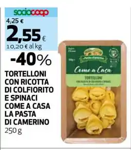 Coop TORTELLONI CON RICOTTA DI COLFIORITO E SPINACI COME A CASA LA PASTA DI CAMERINO offerta