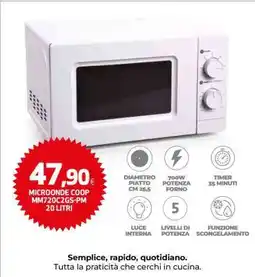 Coop MICROONDE COOP MM720C2GS-PM 20 LITRI offerta
