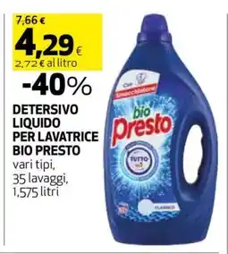 Coop DETERSIVO LIQUIDO PER LAVATRICE BIO PRESTO offerta